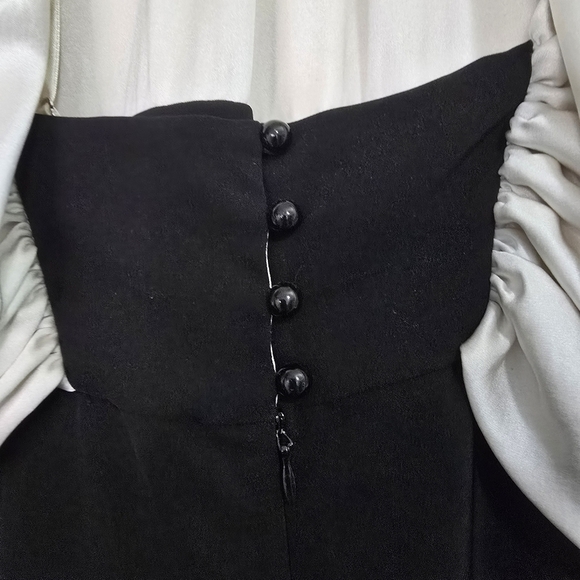BCBG Maxazria Colorblocked Two-Fer Charmuese in black and white Dress - Picture 6 of 14